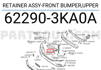 Nissan 622903KA0A RETAINER ASSY-FRONT BUMPER,UPPER