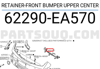 Nissan 62290EA570 RETAINER-FRONT BUMPER UPPER CENTER