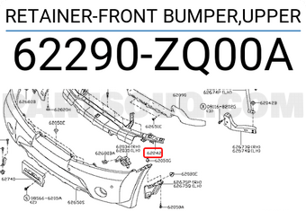 Nissan 62290ZQ00A RETAINER-FRONT BUMPER,UPPER