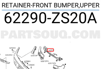 Nissan 62290ZS20A RETAINER-FRONT BUMPER,UPPER