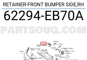 Nissan 62294EB70A RETAINER-FRONT BUMPER SIDE,RH