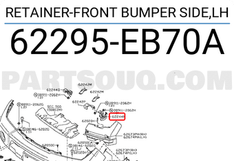 Nissan 62295EB70A RETAINER-FRONT BUMPER SIDE,LH