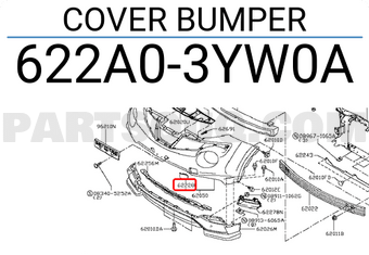 Nissan 622A03YW0A COVER BUMPER