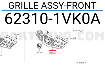 Nissan 623101VK0A GRILLE ASSY-FRONT