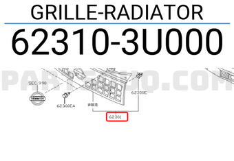 Nissan 623103U000 GRILLE-RADIATOR