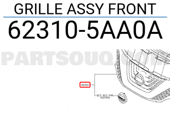 Nissan 623105AA0A GRILLE ASSY FRONT
