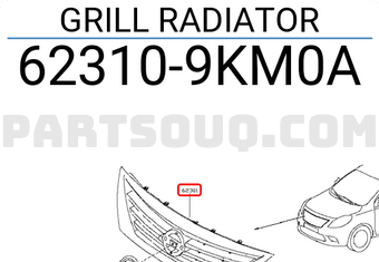 Nissan 623109KM0A GRILL RADIATOR