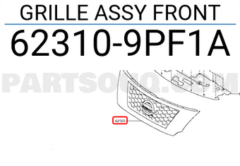 Nissan 623109PF1A GRILLE ASSY FRONT