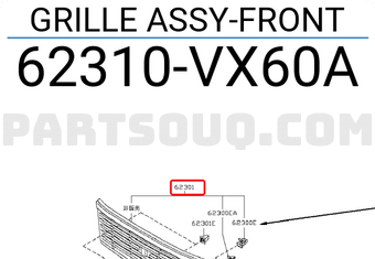 Nissan 62310VX60A GRILLE ASSY-FRONT