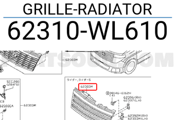 Nissan 62310WL610 GRILLE-RADIATOR