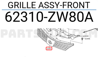 Nissan 62310ZW80A GRILLE ASSY-FRONT