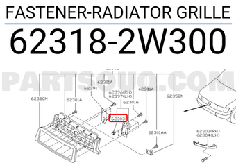 Nissan 623182W300 FASTENER-RADIATOR GRILLE