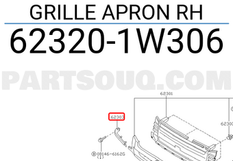 Nissan 623201W306 GRILLE APRON RH