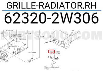 Nissan 623202W306 GRILLE-RADIATOR,RH