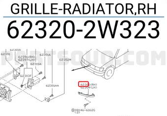 Nissan 623202W323 GRILLE-RADIATOR,RH