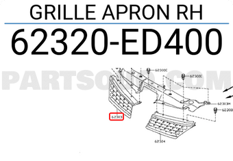 Nissan 62320ED400 GRILLE APRON RH