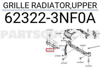 Nissan 623223NF0A GRILLE RADIATOR,UPPER
