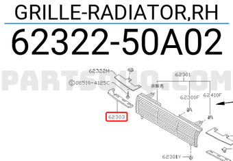 Nissan 6232250A02 GRILLE-RADIATOR,RH