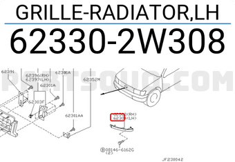 Nissan 623302W308 GRILLE-RADIATOR,LH