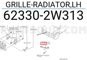 Nissan 623302W313 GRILLE-RADIATOR,LH