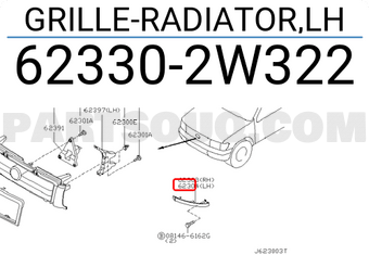 Nissan 623302W322 GRILLE-RADIATOR,LH