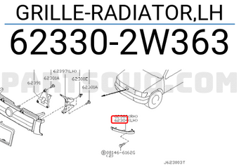 Nissan 623302W363 GRILLE-RADIATOR,LH