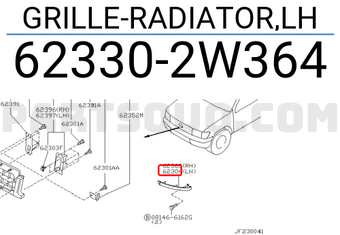 Nissan 623302W364 GRILLE-RADIATOR,LH