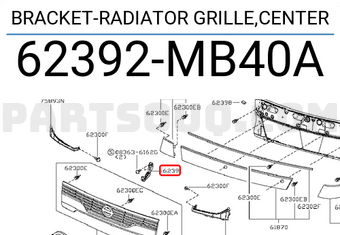Nissan 62392MB40A BRACKET-RADIATOR GRILLE,CENTER