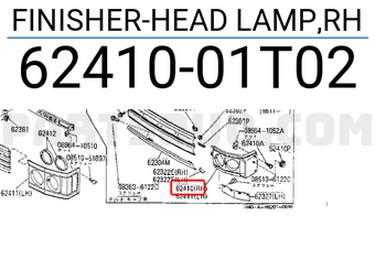 Nissan 6241001T02 FINISHER-HEAD LAMP,RH