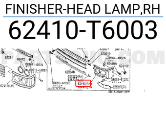 Nissan 62410T6003 FINISHER-HEAD LAMP,RH