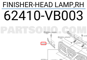 Nissan 62410VB003 FINISHER-HEAD LAMP,RH
