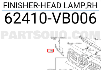 Nissan 62410VB006 FINISHER-HEAD LAMP,RH