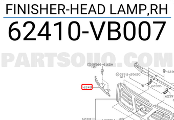 Nissan 62410VB007 FINISHER-HEAD LAMP,RH