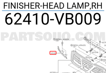 Nissan 62410VB009 FINISHER-HEAD LAMP,RH