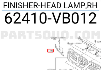 Nissan 62410VB012 FINISHER-HEAD LAMP,RH