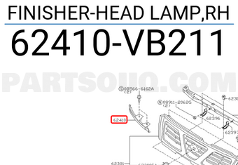 Nissan 62410VB211 FINISHER-HEAD LAMP,RH