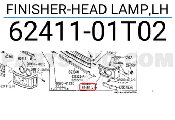 Nissan 6241101T02 FINISHER-HEAD LAMP,LH