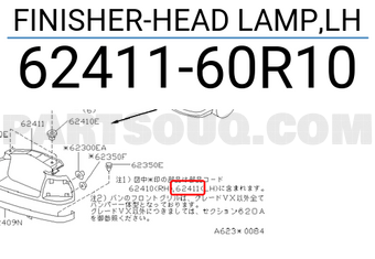 Nissan 6241160R10 FINISHER-HEAD LAMP,LH