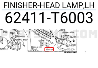 Nissan 62411T6003 FINISHER-HEAD LAMP,LH