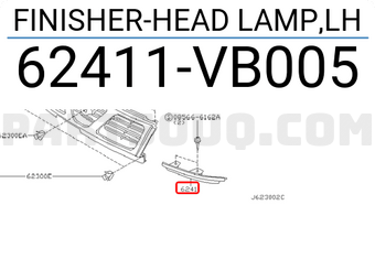 Nissan 62411VB005 FINISHER-HEAD LAMP,LH