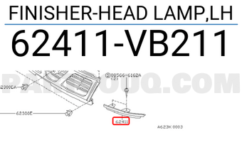 Nissan 62411VB211 FINISHER-HEAD LAMP,LH