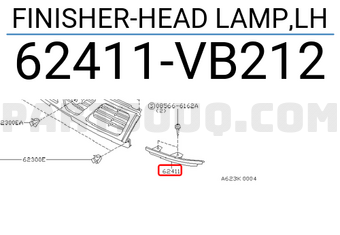 Nissan 62411VB212 FINISHER-HEAD LAMP,LH