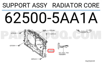Nissan 625005AA1A SUPPORT ASSY RADIATOR CORE
