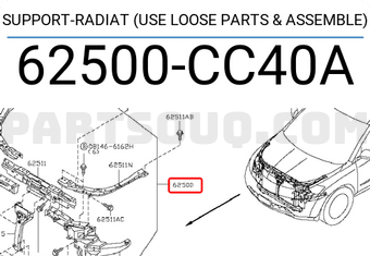 Nissan 62500CC40A SUPPORT-RADIAT (USE LOOSE PARTS & ASSEMBLE)