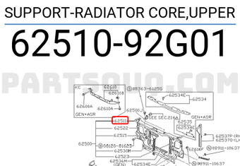 Nissan 6251092G01 SUPPORT-RADIATOR CORE,UPPER