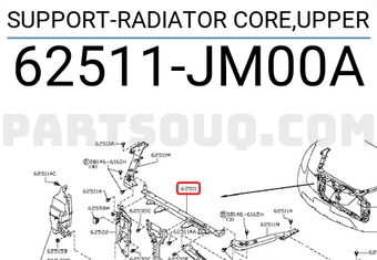 Nissan 62511JM00A SUPPORT-RADIATOR CORE,UPPER