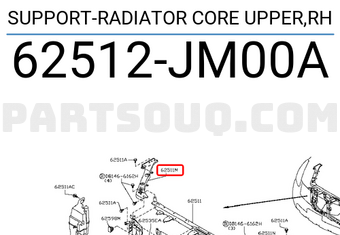Nissan 62512JM00A SUPPORT-RADIATOR CORE UPPER,RH