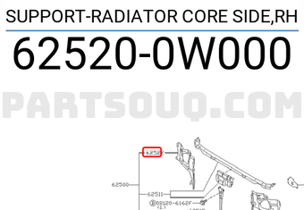 Nissan 625200W000 SUPPORT-RADIATOR CORE SIDE,RH