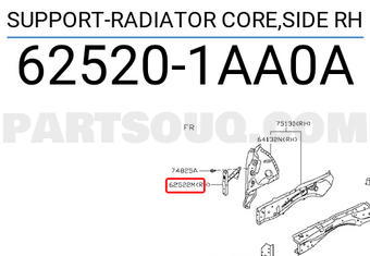 Nissan 625201AA0A SUPPORT-RADIATOR CORE,SIDE RH