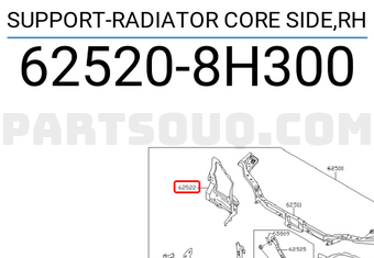 Nissan 625208H300 SUPPORT-RADIATOR CORE SIDE,RH